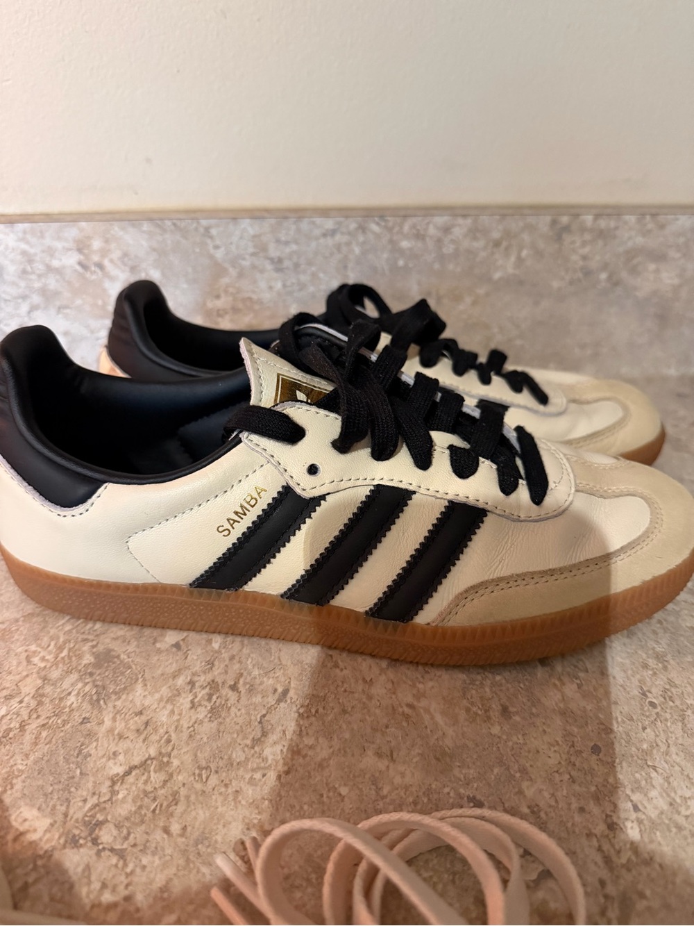 Women’s adidas Samba Leather Sneakers in Cream & Black